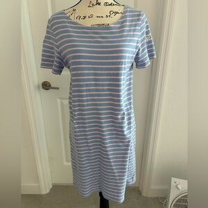 Joules Light Blue & Pale Pink Striped Casual Knit Dress